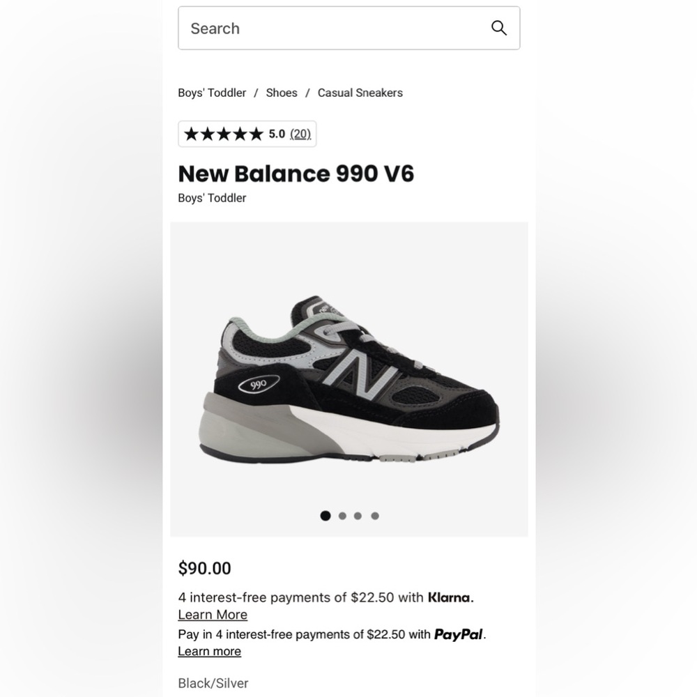 New Balance 990 V6 Toddler Sneakers